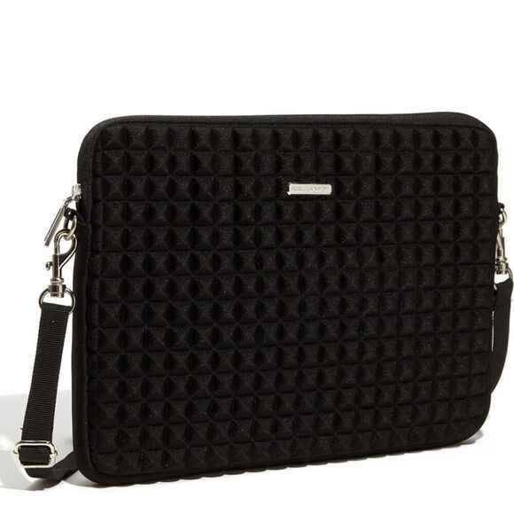 Rebecca Minkoff Regan Textured Neoprene Crossbody Messenger Laptop Bag in Black - Picture 10 of 10